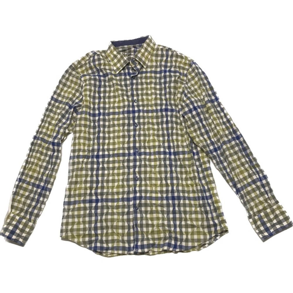 Visconti Shirt Mens L Blue Green Button Up Long Sleeved